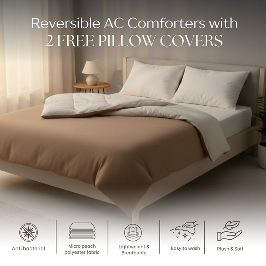Coco-Sand Reversible AC Comforter + 2 Pillow Cover Free