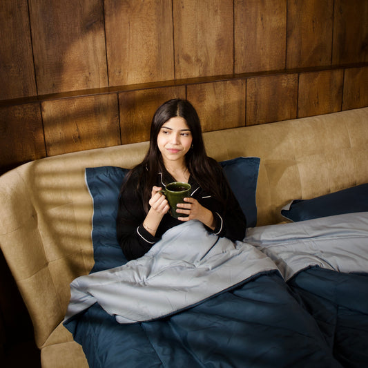 Rain-Sea Blue Reversible AC Comforter + 2 Pillow Cover Free