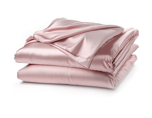 Satin Elastic Fitted Bedsheet Set- Cameo Rose