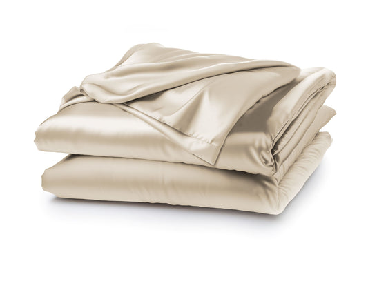 Satin Elastic Fitted Bedsheet Set- Champagne