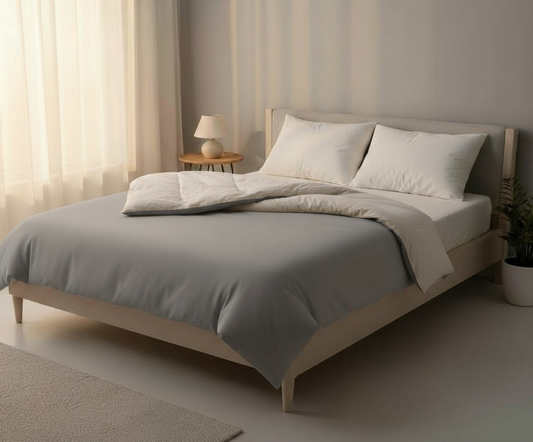 Pearl-Ash Grey Reversible AC Comforter + 2 Pillow Cover Free