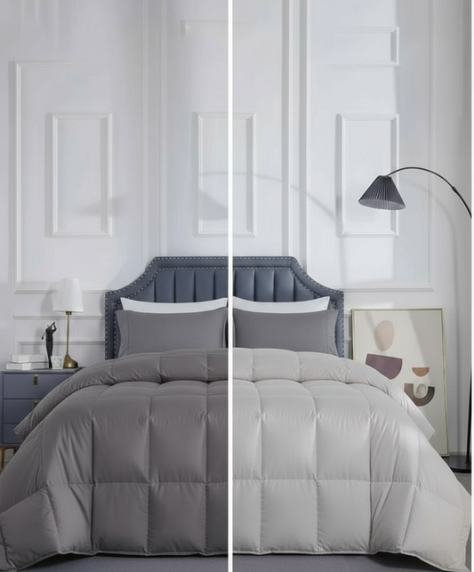 Pearl-Ash Grey Reversible AC Comforter + 2 Pillow Cover Free
