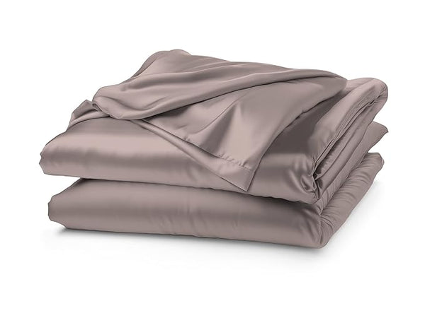 Satin Elastic Fitted Bedsheet Set- Grey