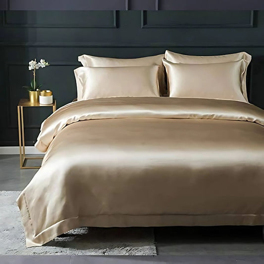 Satin Elastic Fitted Bedsheet Set- Champagne